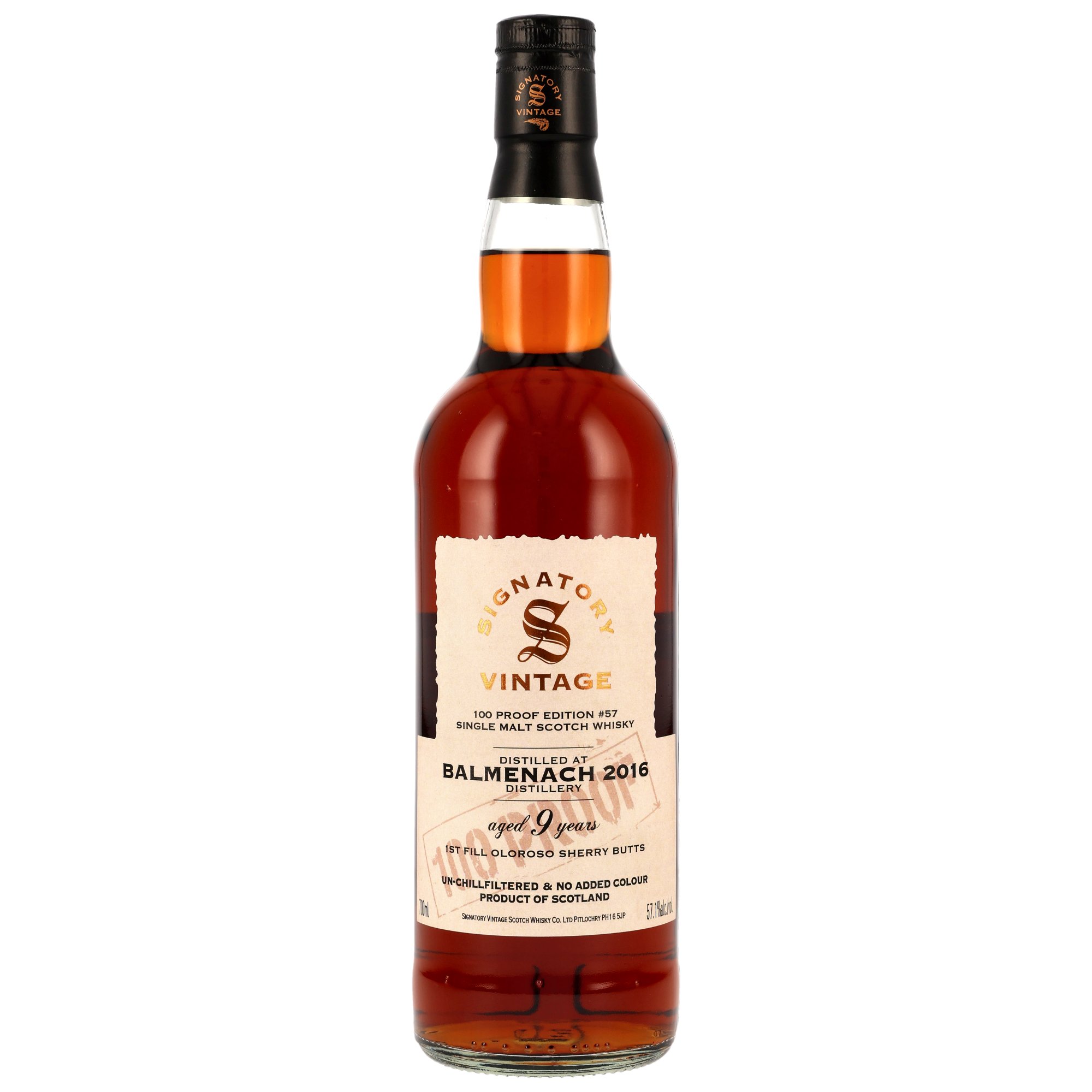 Balmenach 9 Jahre 2016-25 / 100Proof Edition #57 / 57,1% 0,7 ltr. Signatory Vintage 