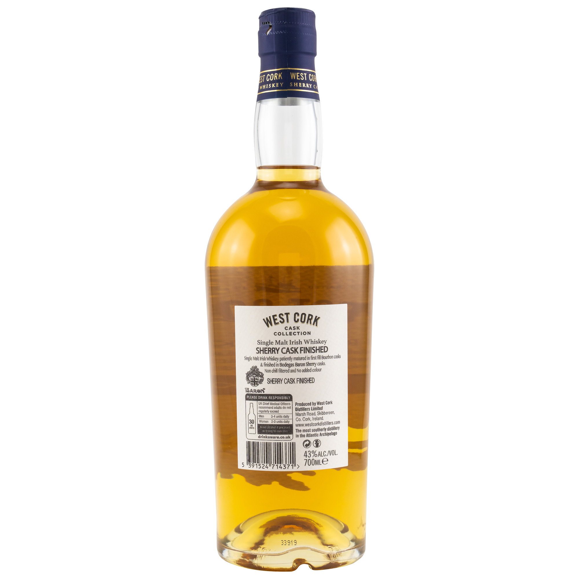 West Cork Single Malt / Sherry Cask Finish Irish Whiskey / 43% Vol. 0,7 ltr. 