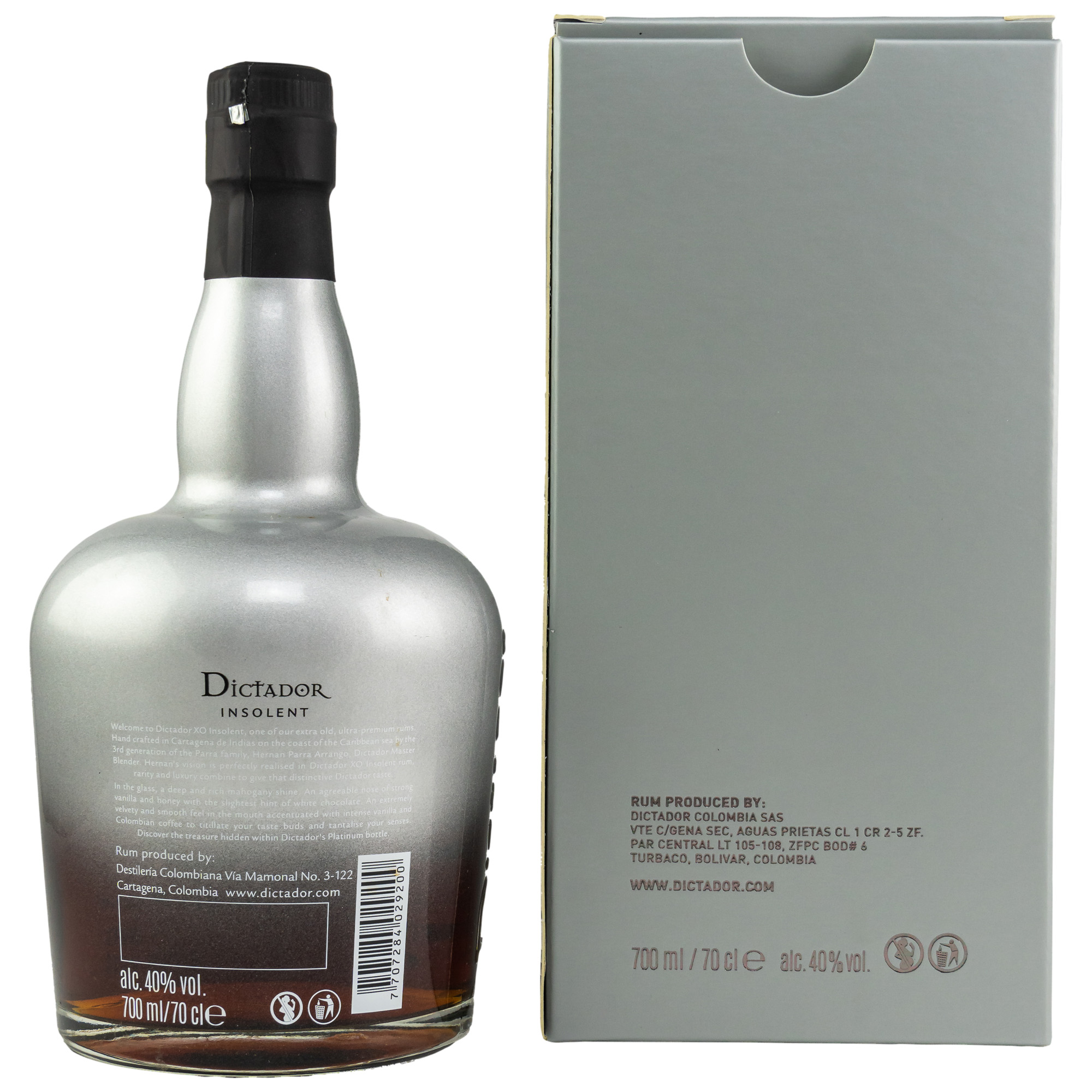 Dictador XO Insolent Colombian Aged Rum in Geschenkpackung, 40% Vol. 0,7 ltr.