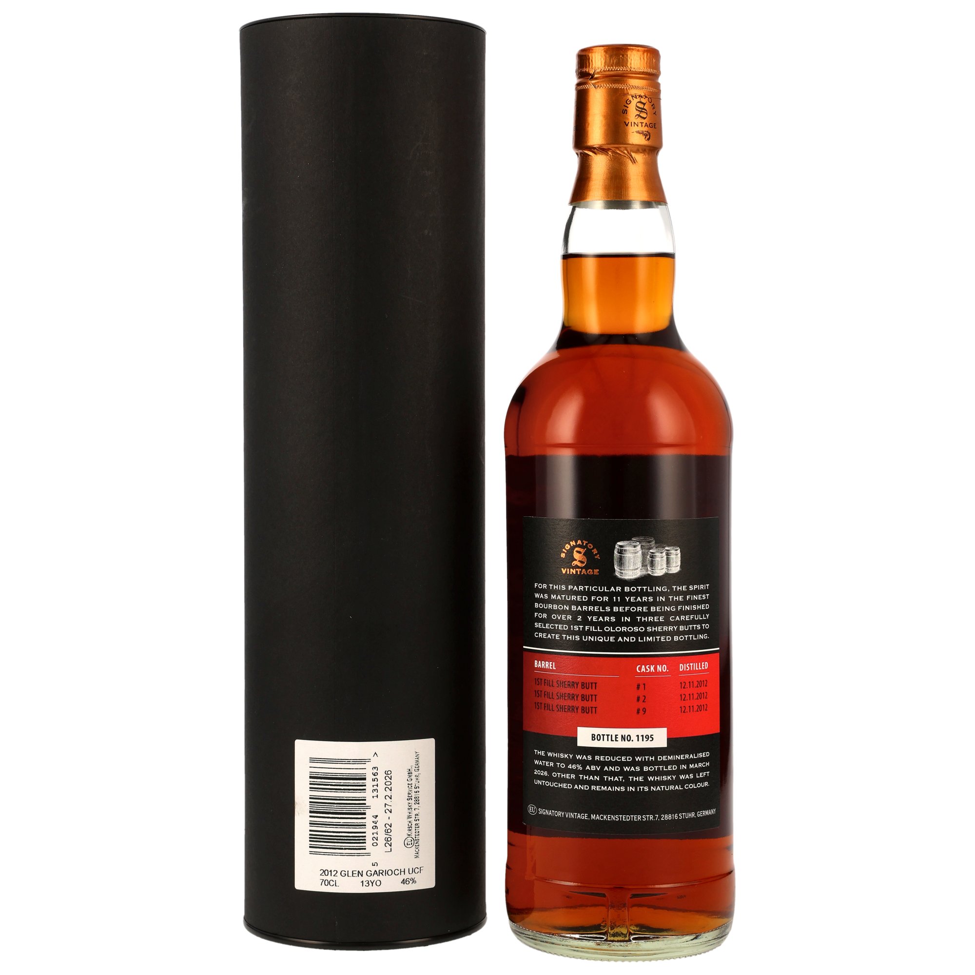 Glen Garioch 13 Jahre 2012-26 / 1st Fill Oloroso Sherry Butts Finish #1,2+9 / 46% 0,7l Signatory Vintage