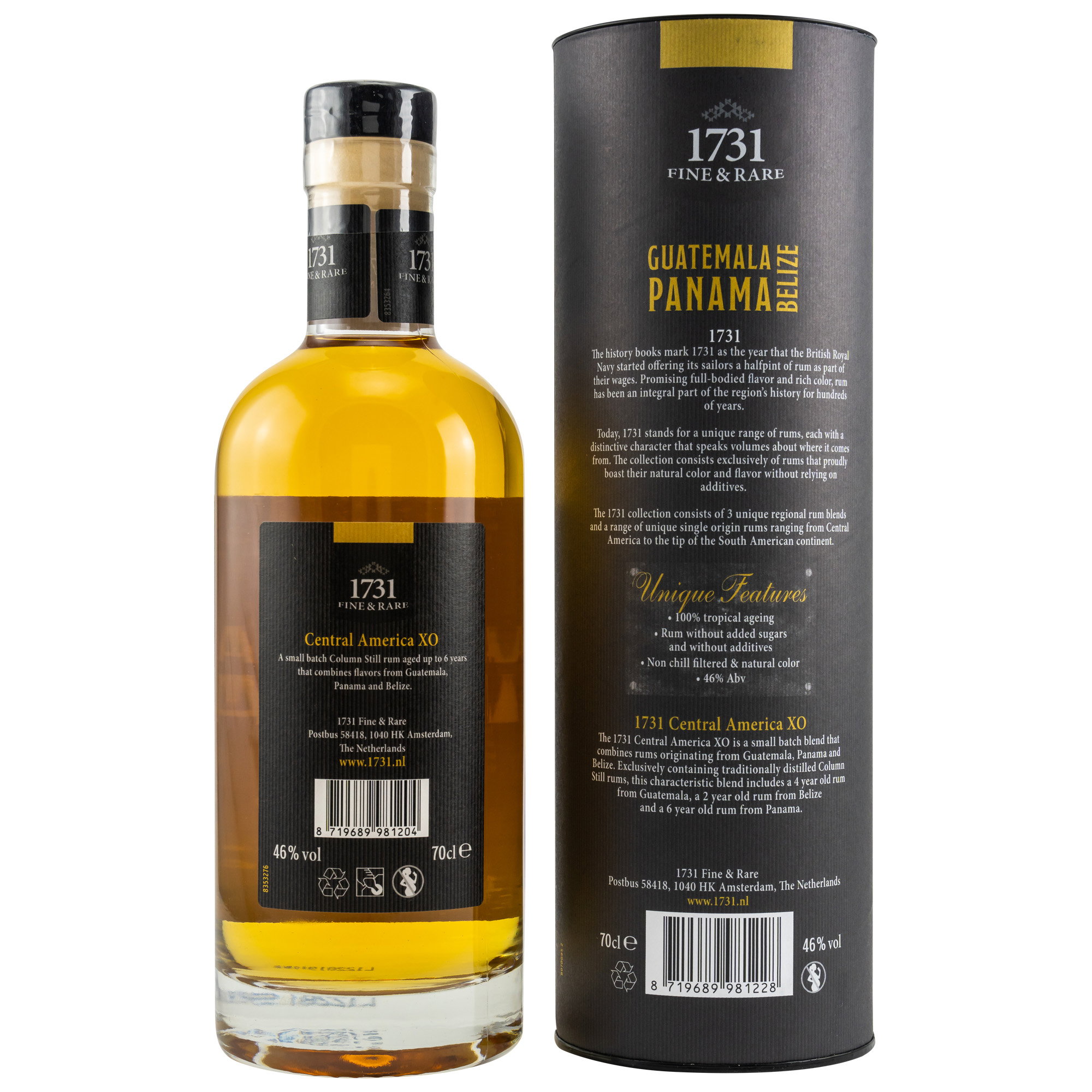 1731 Central America XO Rum 6 Jahre / Guatemala - Panama - Belize / 46% Vol. 0,7 ltr.