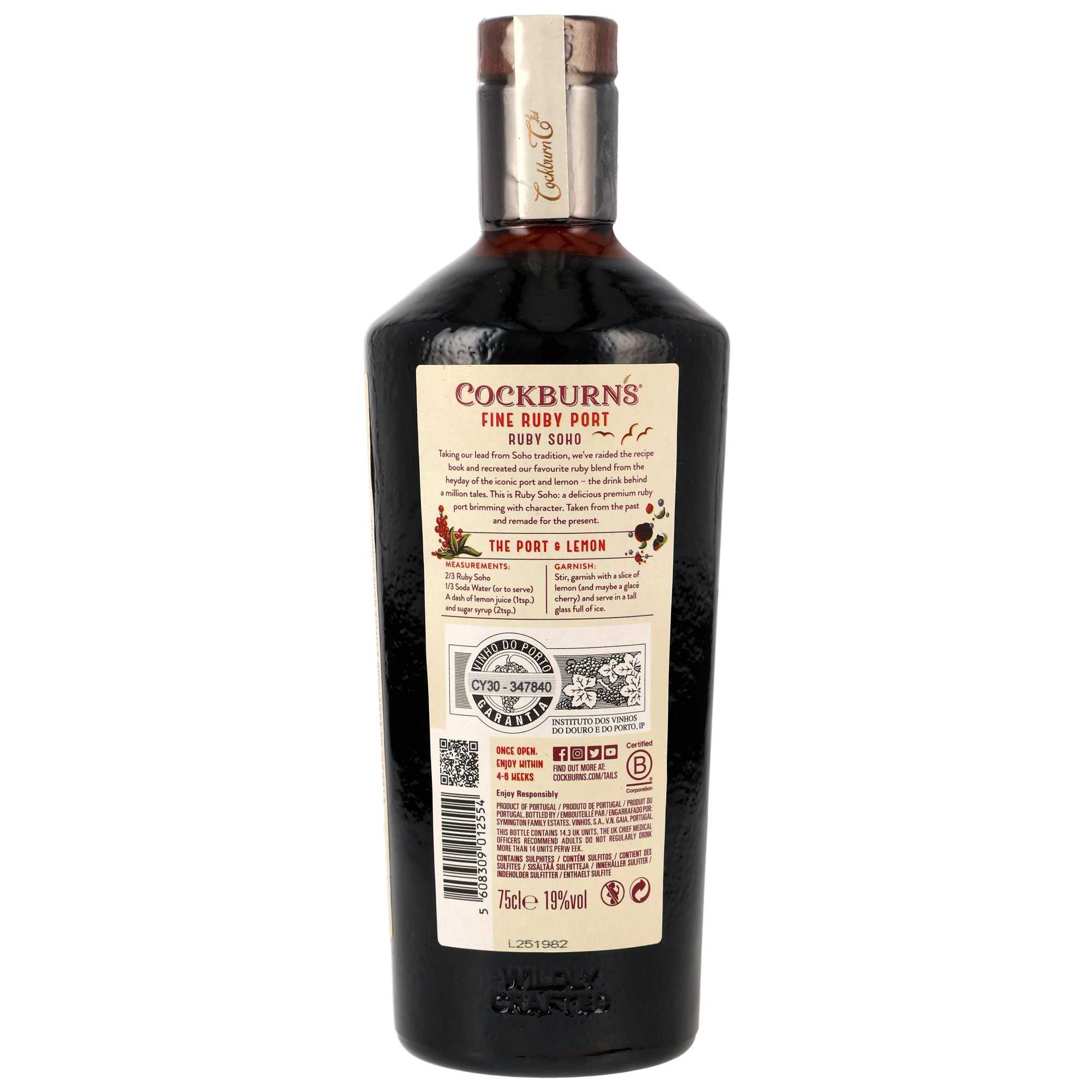 Cockburns Ruby Soho Port / 19% Vol. 0,75l / Portwein aus Portugal 