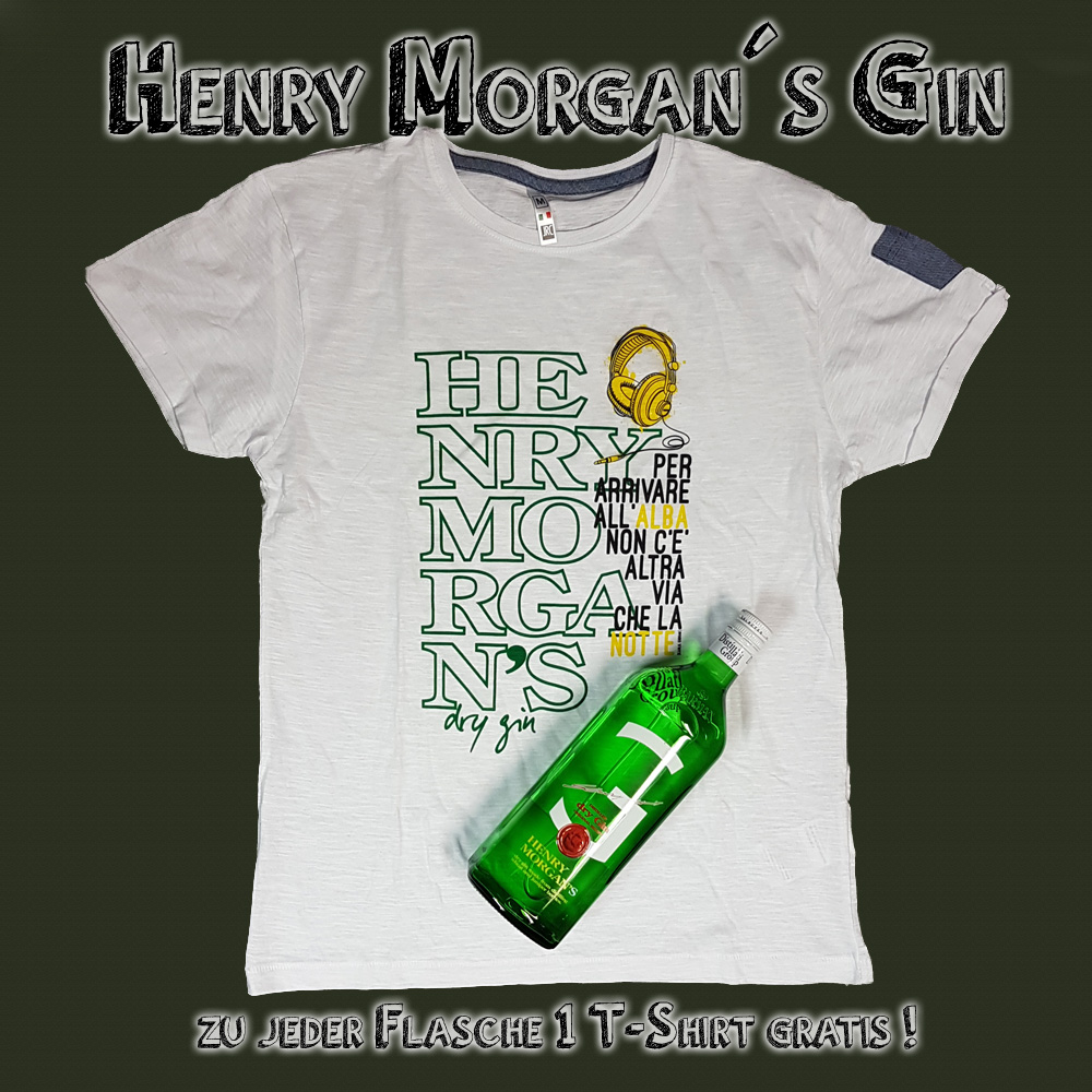Henry Morgans Dry Gin 1,0 ltr. & Henry Morgan T-Shirt