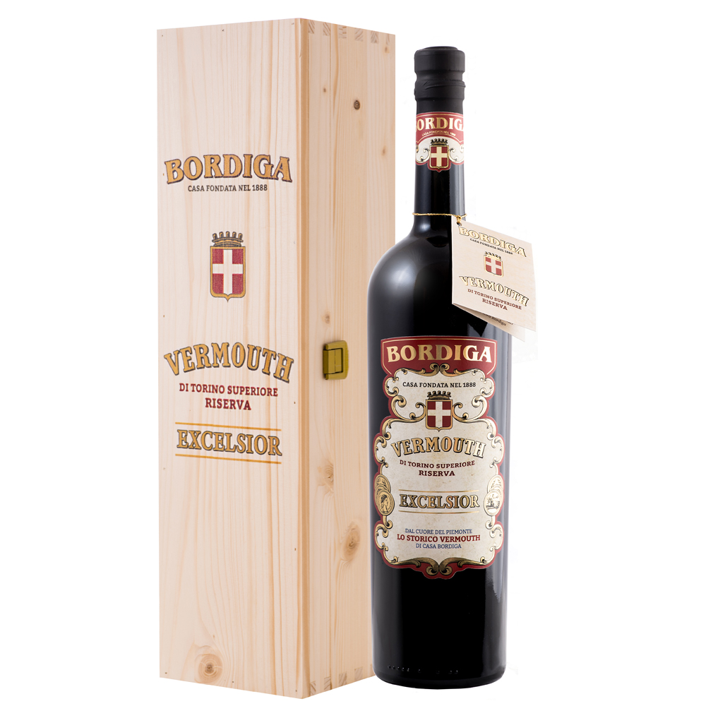Vermouth die Torino Excelsior Magnum Holzkiste, 18% Vol. 1,5 ltr. Riserva Superiore