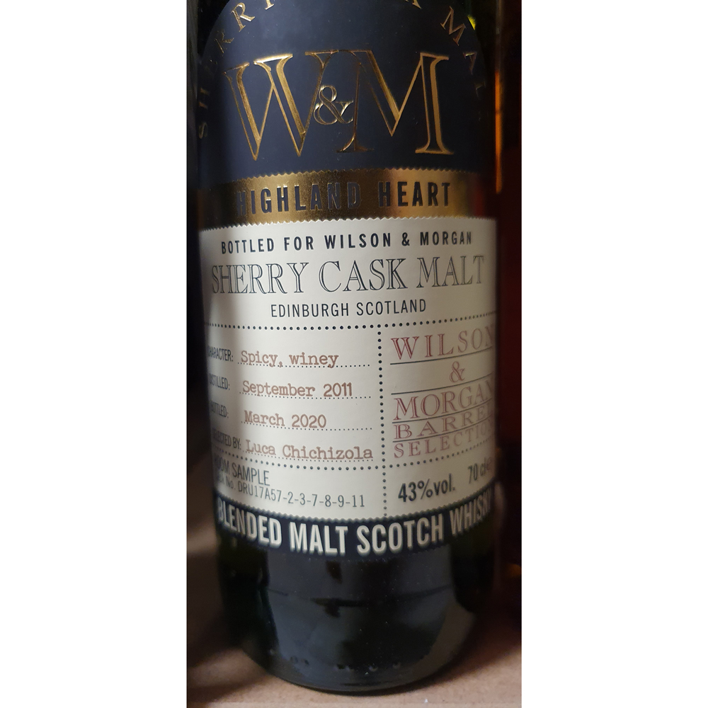 Sherry Cask Highland Malt Whisky 9 Jahre (2011-2020) 43% 0,7 ltr. Wilson Morgan