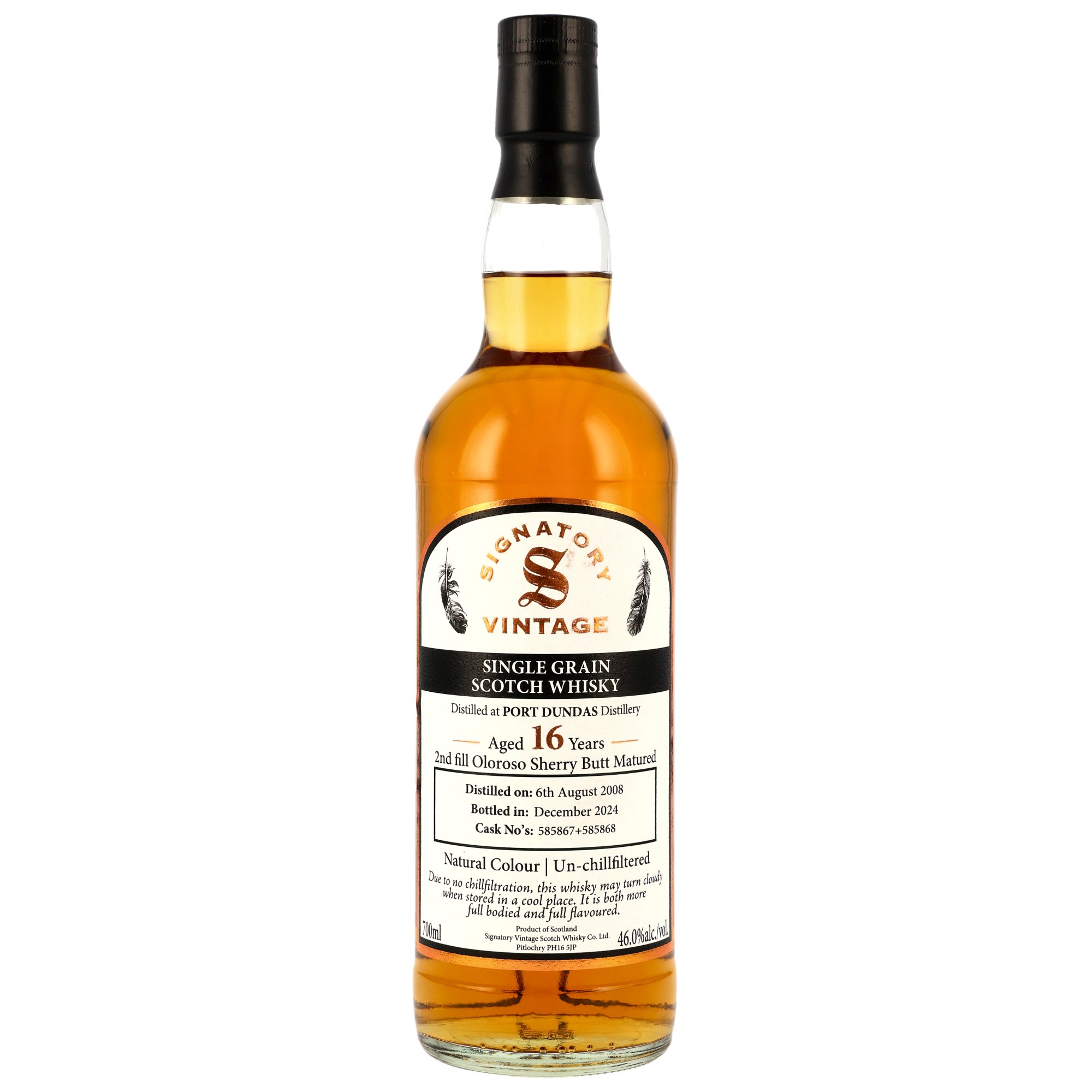 Port Dundas 16 Jahre (2008-24) Single Grain Whisky '585867+68, 46% 0,7 ltr. Signatory Vintage  