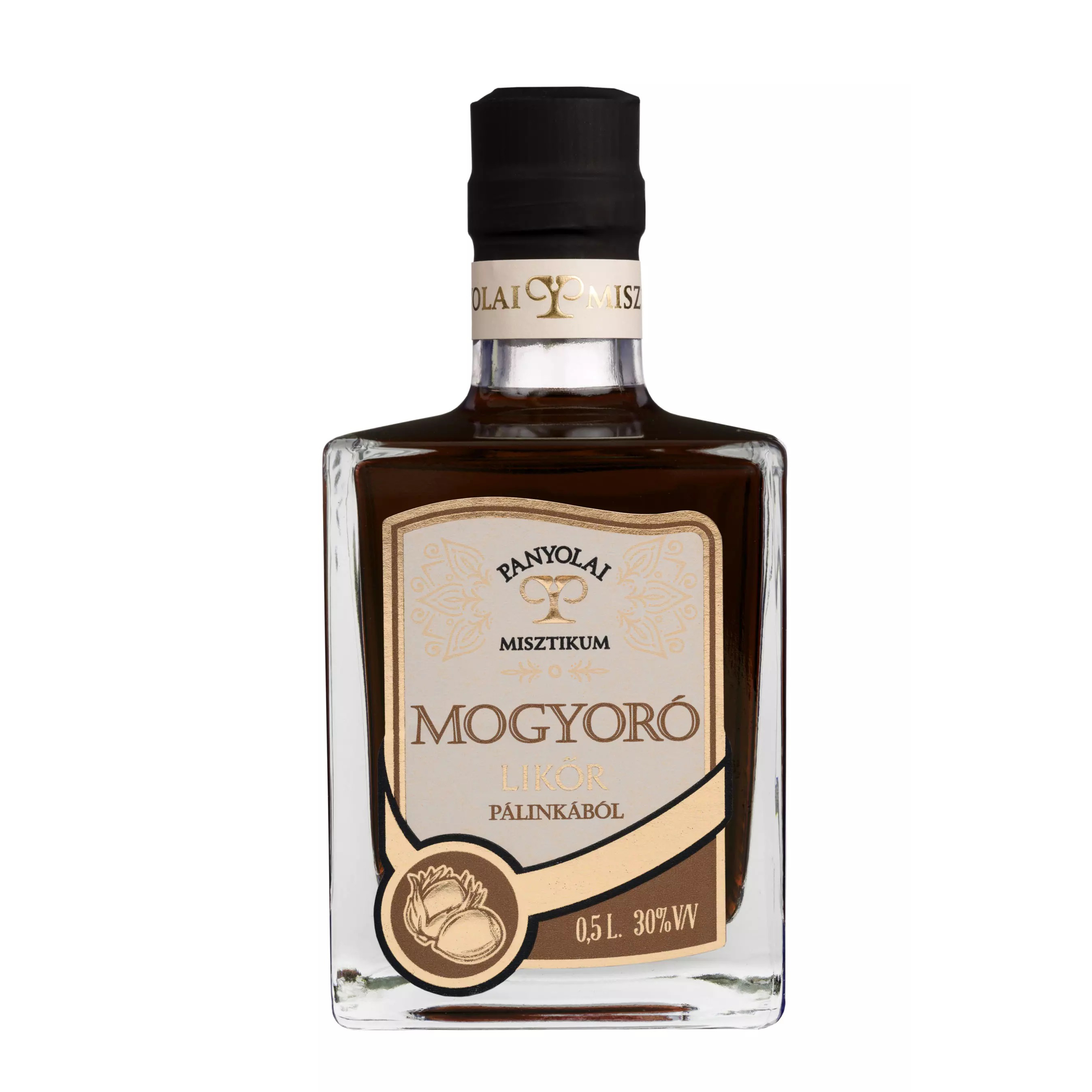 Panyolai Mystic Haselnusslikör Mogyoro Geschenkpack + 2 Gläser, 30% Vol. 0,5 ltr.