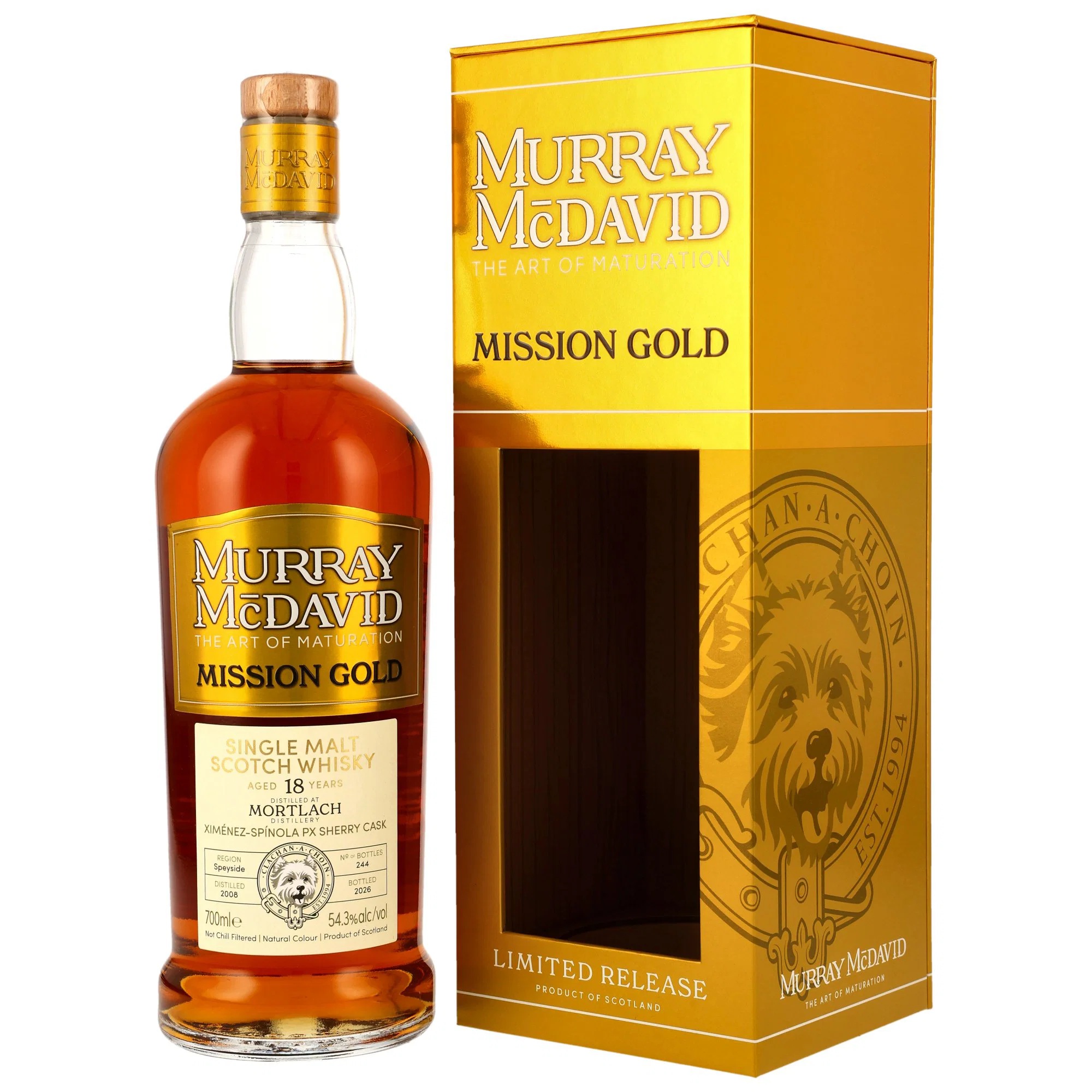 Mortlach 18 Jahre (2008-2026) PX Sherry Cask Finish / 54,3% Vol. 0,7l / Mission Gold (Murray McDavid)