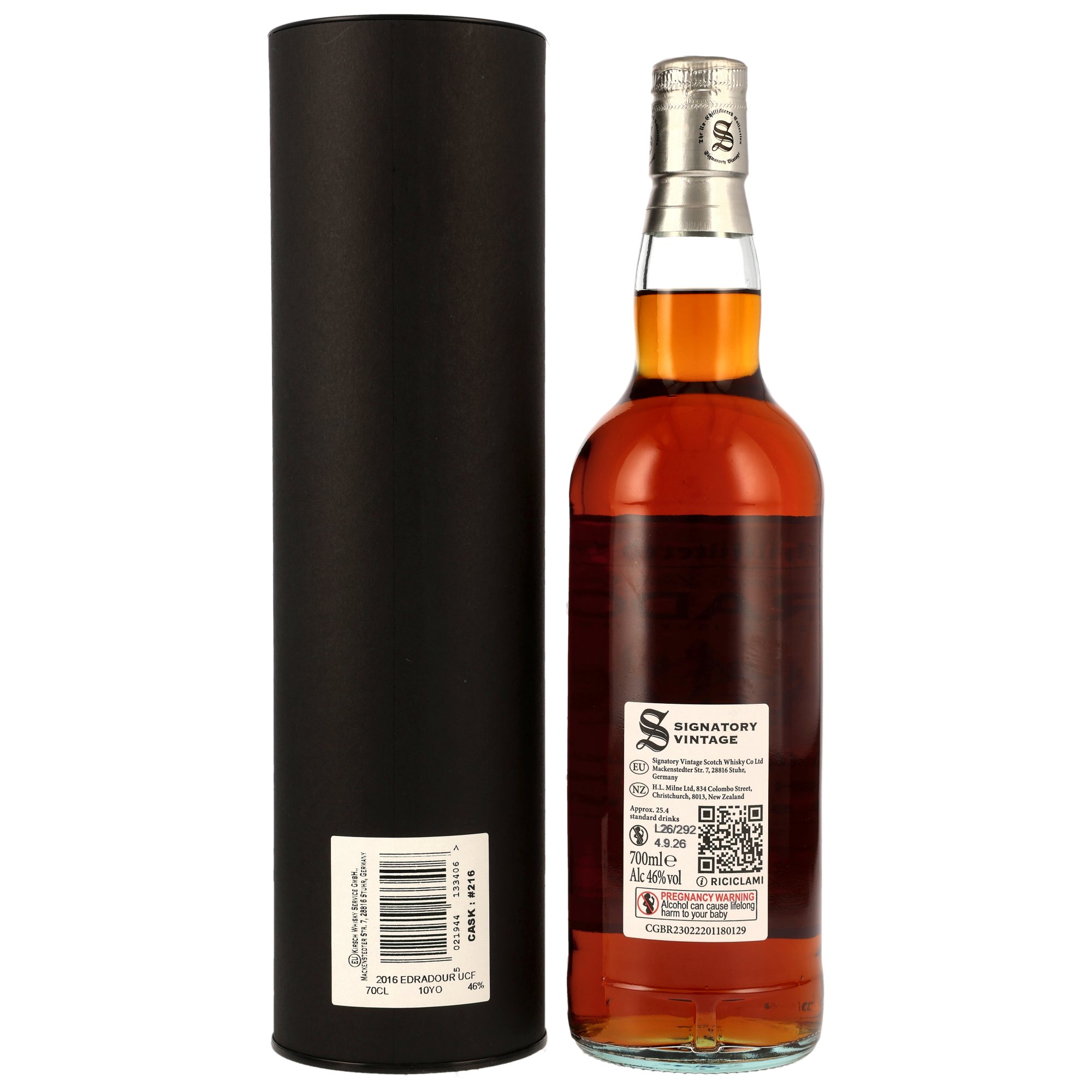 Edradour 10 Jahre (2016-2026) / Sherry Cask #216 limited / 46% 0,7l Signatory Vintage 