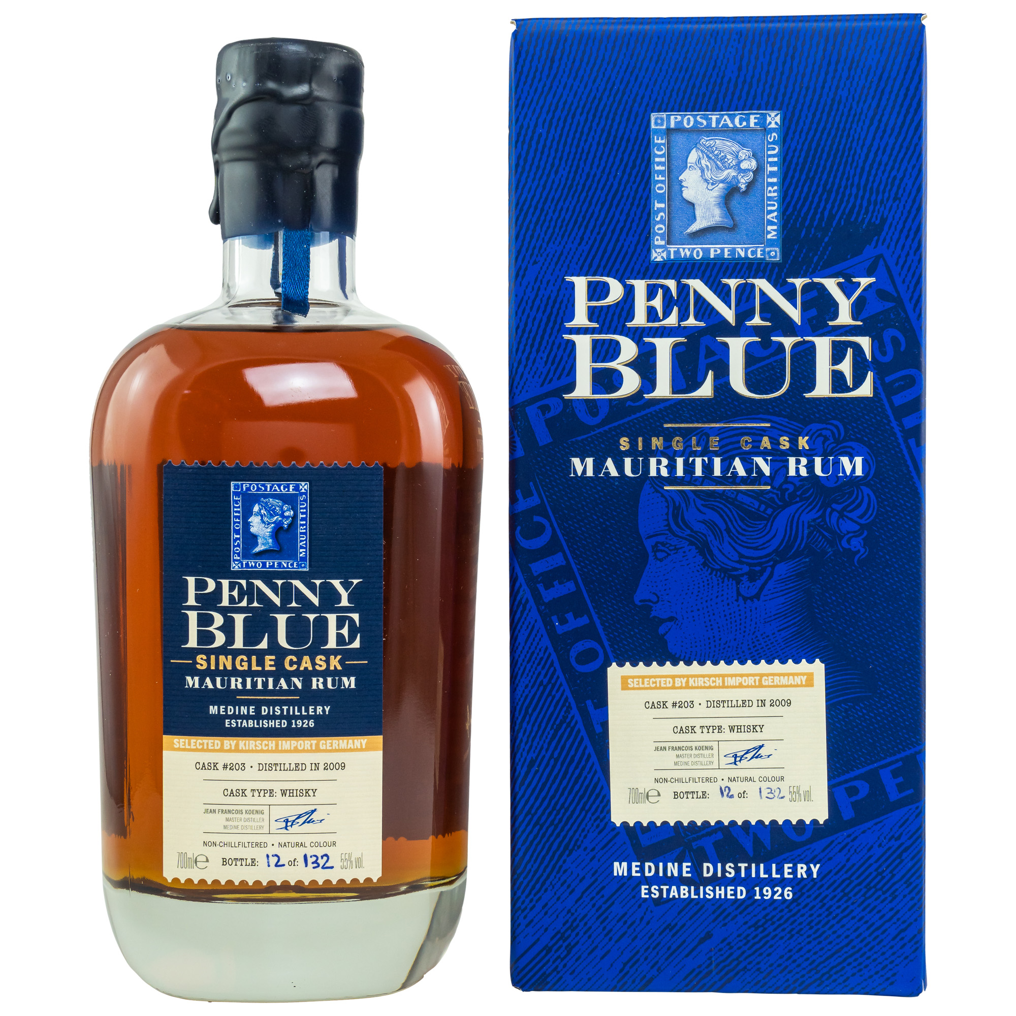 Penny Blue Single Cask Rum / Fass Nr. 203 / 55%Vol. 0,7l / Medine Distillery Mauritius 