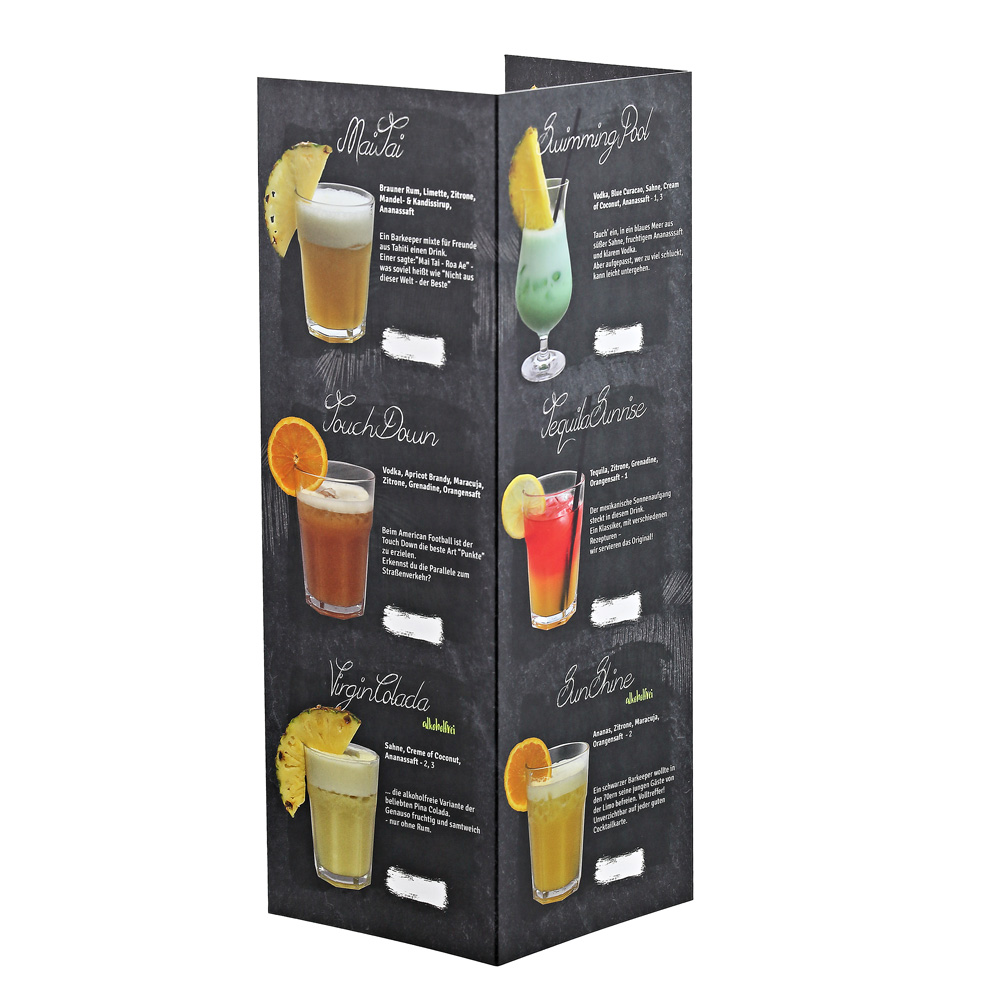 Cocktailkarte mit 13 Sorten