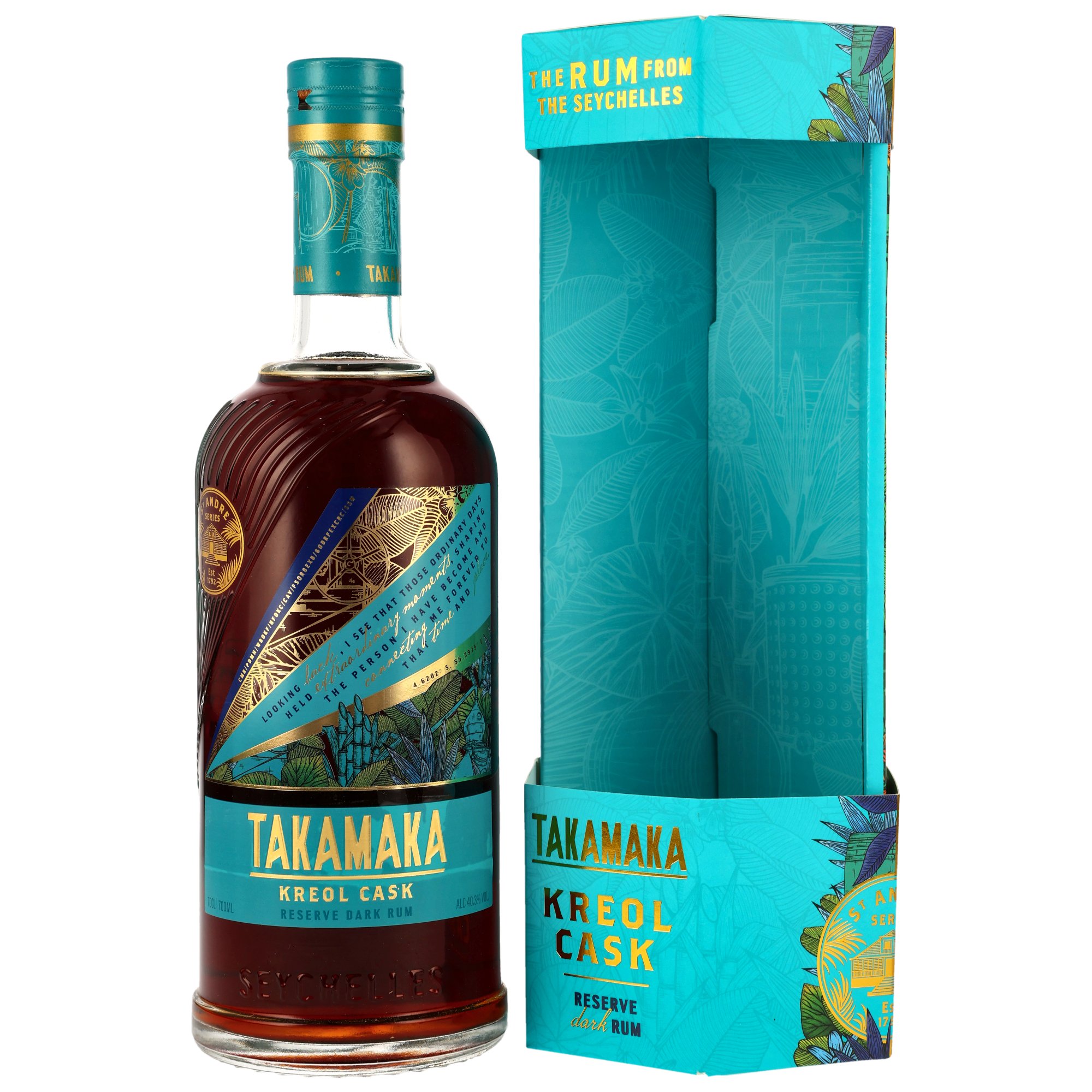 TAKAMAKA Kreol Cask Rum / 40,3% Vol. 0,7 ltr. / Rum von den Seychellen