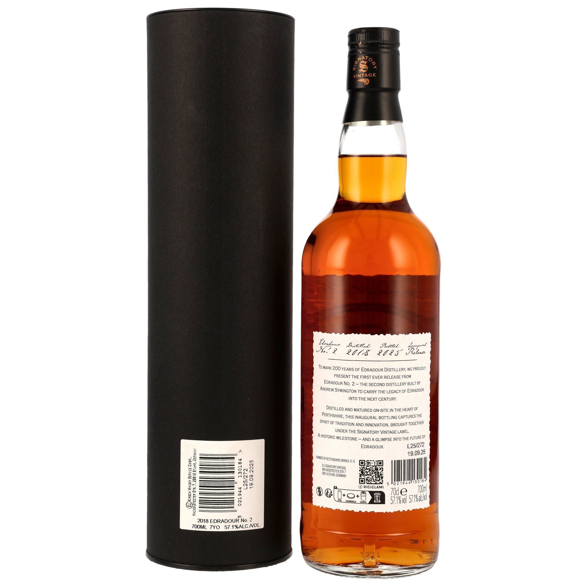Edradour No.2  (2018-2025) / 7 Years Inaugural Release / 48,2% 0,7 ltr. Signatory Vintage