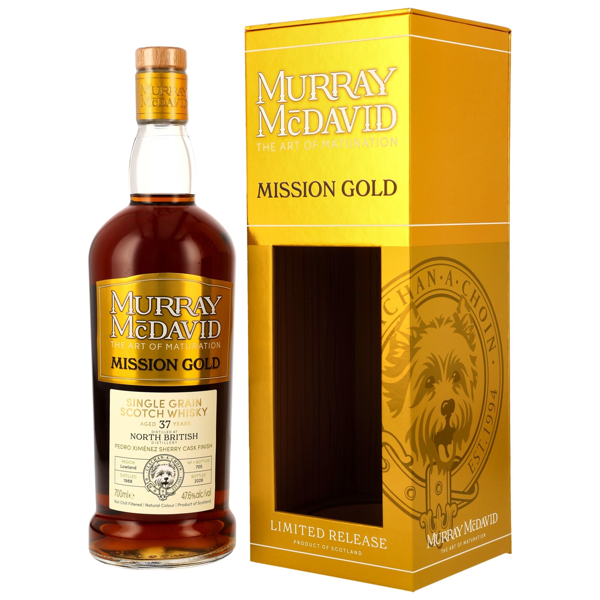 North British 37 Jahre (1988-2026) PX Sherry Cask Finish / 47,6% Vol. 0,7l / Mission Gold (Murray McDavid)