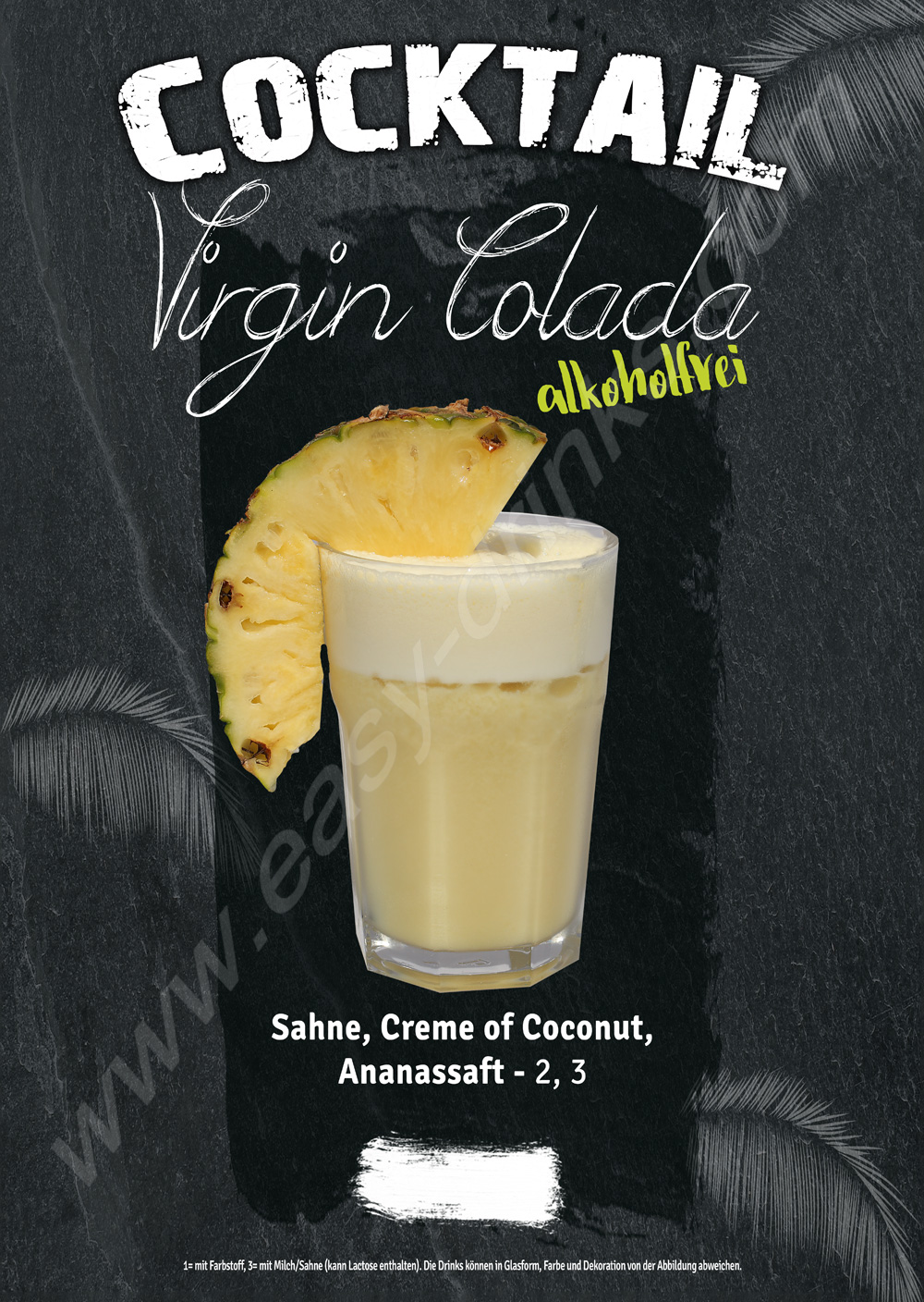 VIRGIN COLADA / Fertigcocktail / Pina Colada Alkoholfrei 0,7 ltr. / easy drinks