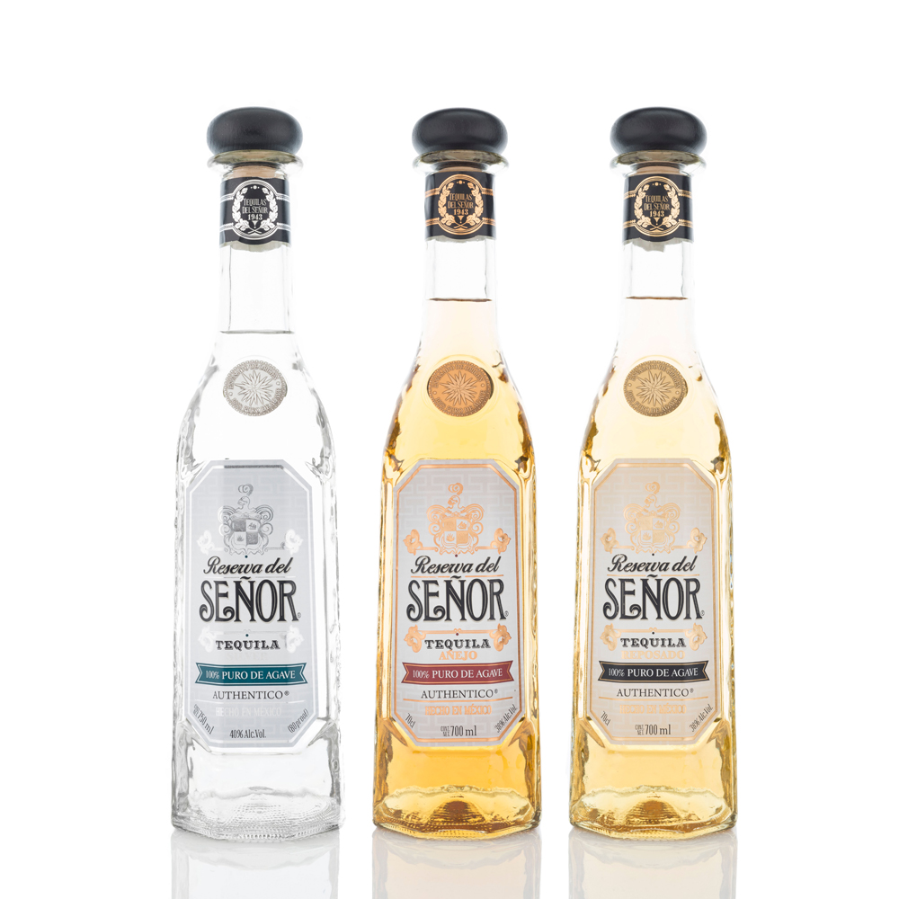 Tequila Set: Reserva del Senor Blanco, Reposado & Anejo 100% Agave Tequila, 38% Vol. 0,7 ltr.