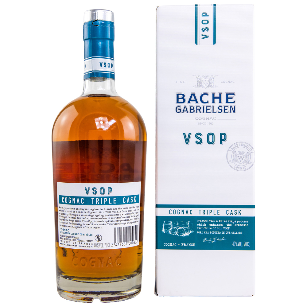 Bache-Gabrielsen VSOP Cognac Triple Cask 0,7 ltr. 40% Vol. Geschenkpackung