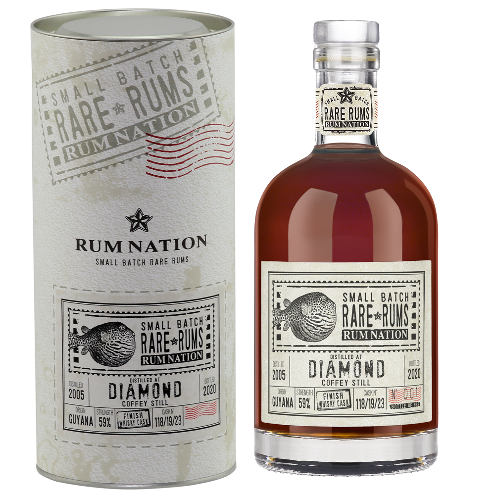 Rum Nation Rare Rum Diamond 15 Jahre Whisky Finish, 59% 0,7 ltr. (2005-2020)