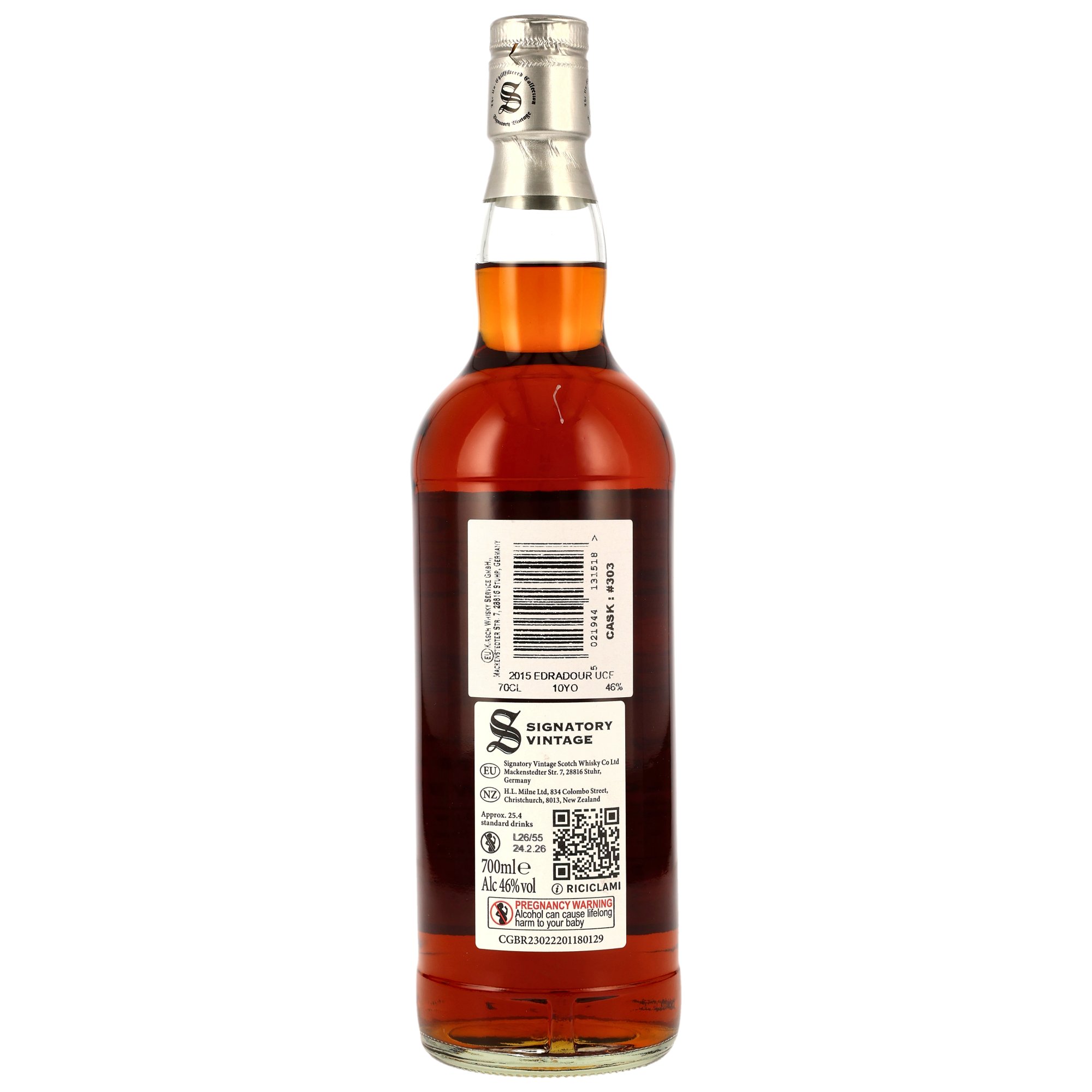 Edradour 10 Jahre (2015-2026) / 1st Fill Oloroso Sherry Butt #303 / 46% 0,7l Signatory Vintage 