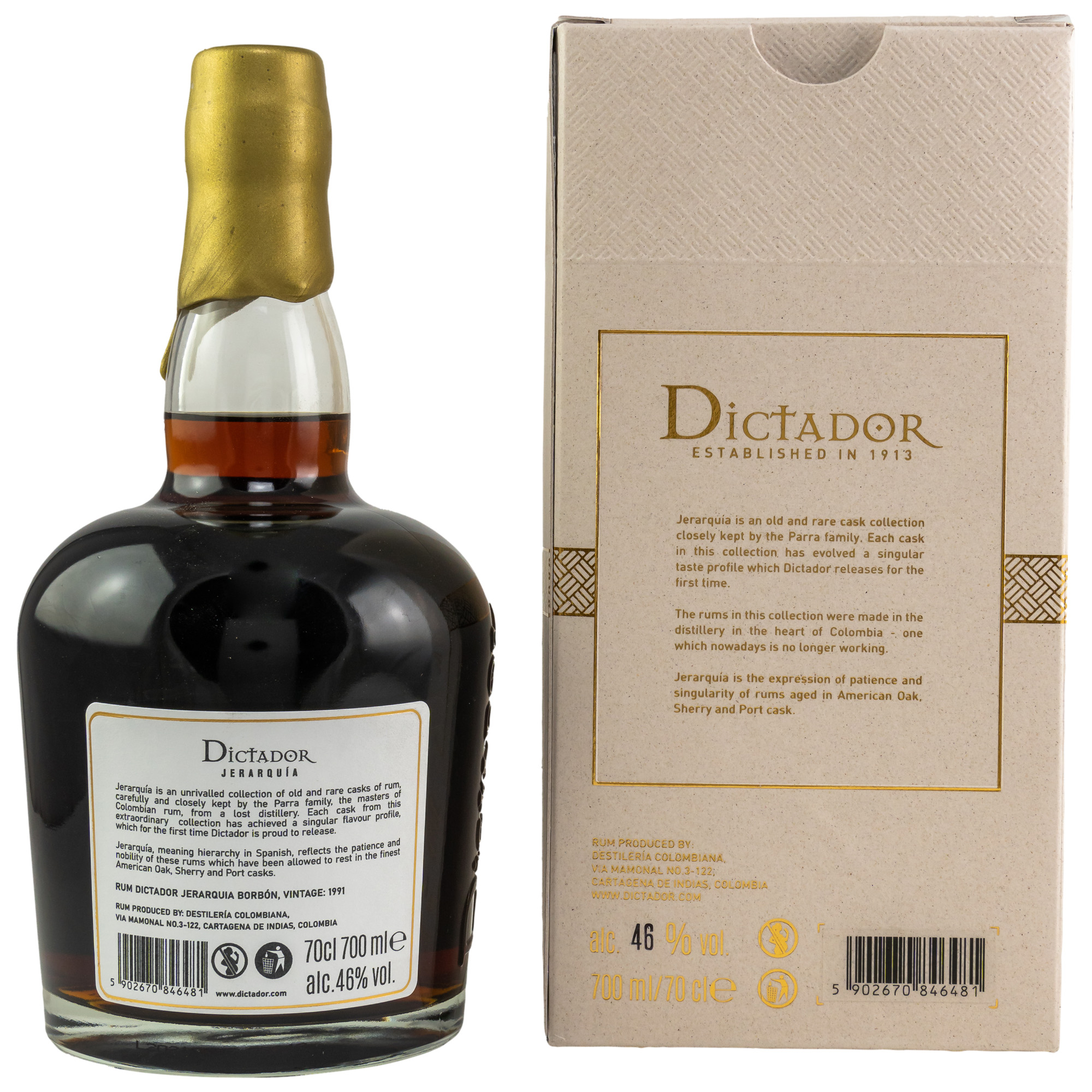 Dictador Jerarquia 1991-2020 Bourbon Cask #1399 Rum 29 Jahre, 46% Vol. 0,7 ltr