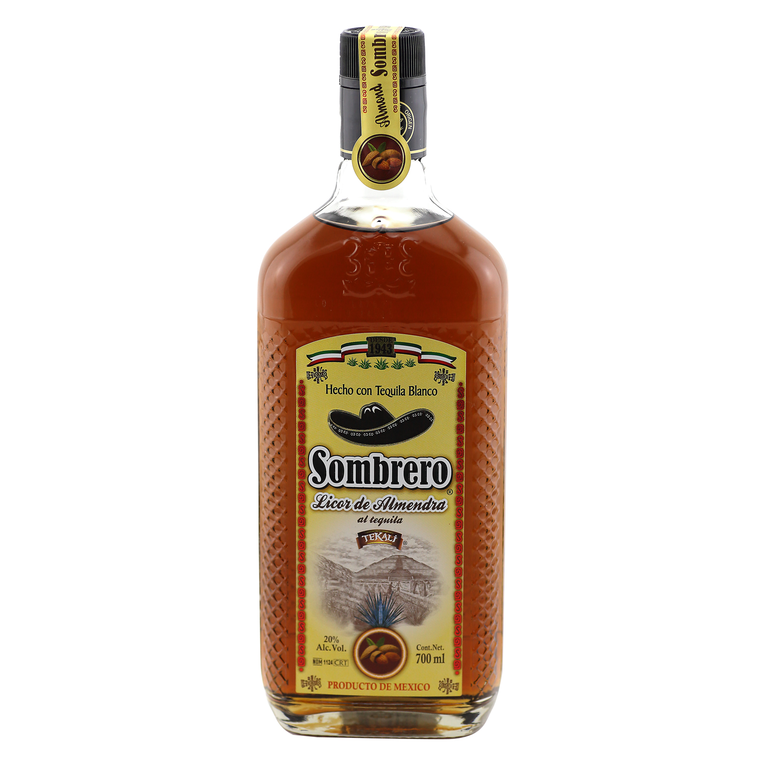 Sombrero  / Tequila Mandel Likör / 20% Vol. 0,7 ltr. / Licor de Almendra al Tequila