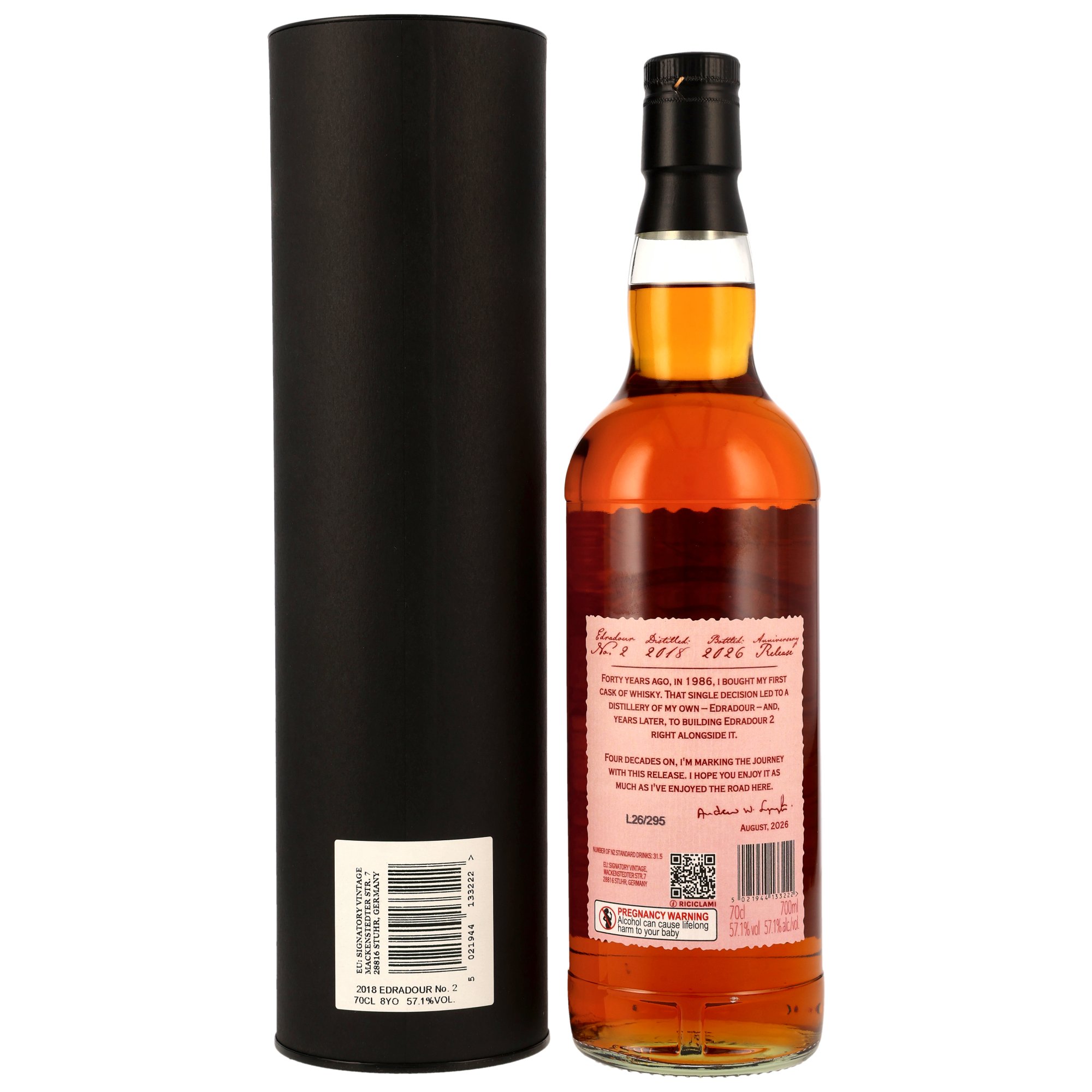 Edradour No.2 / 8 Jahre (2018-2026) / 1st fill Châteauneuf-du-Pape / 57,1% 0,7l Anniversary Release 