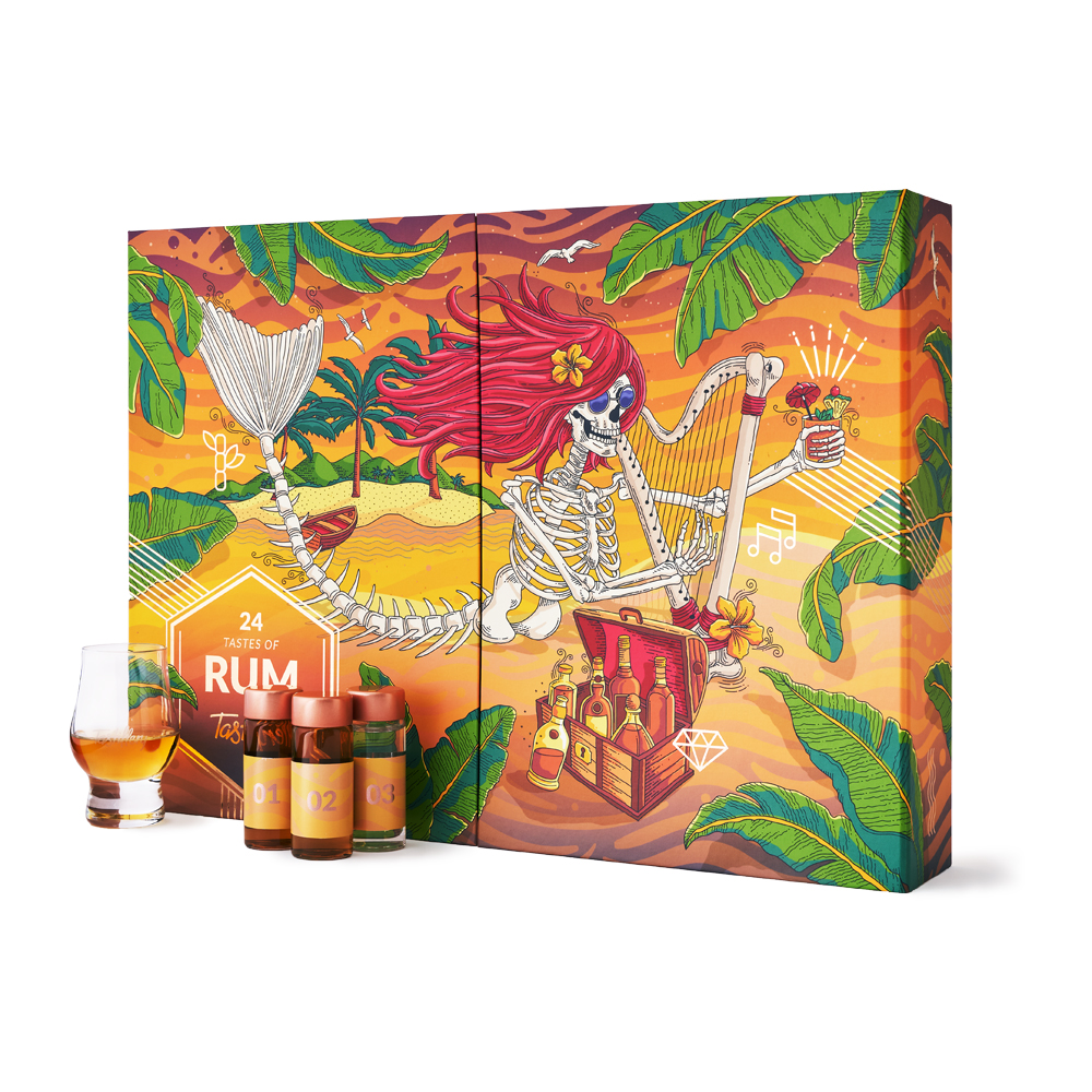 Rum Adventskalender incl. 2 Tasting Gläser / 24 x 30 ml. / 33,2-57% Vol.