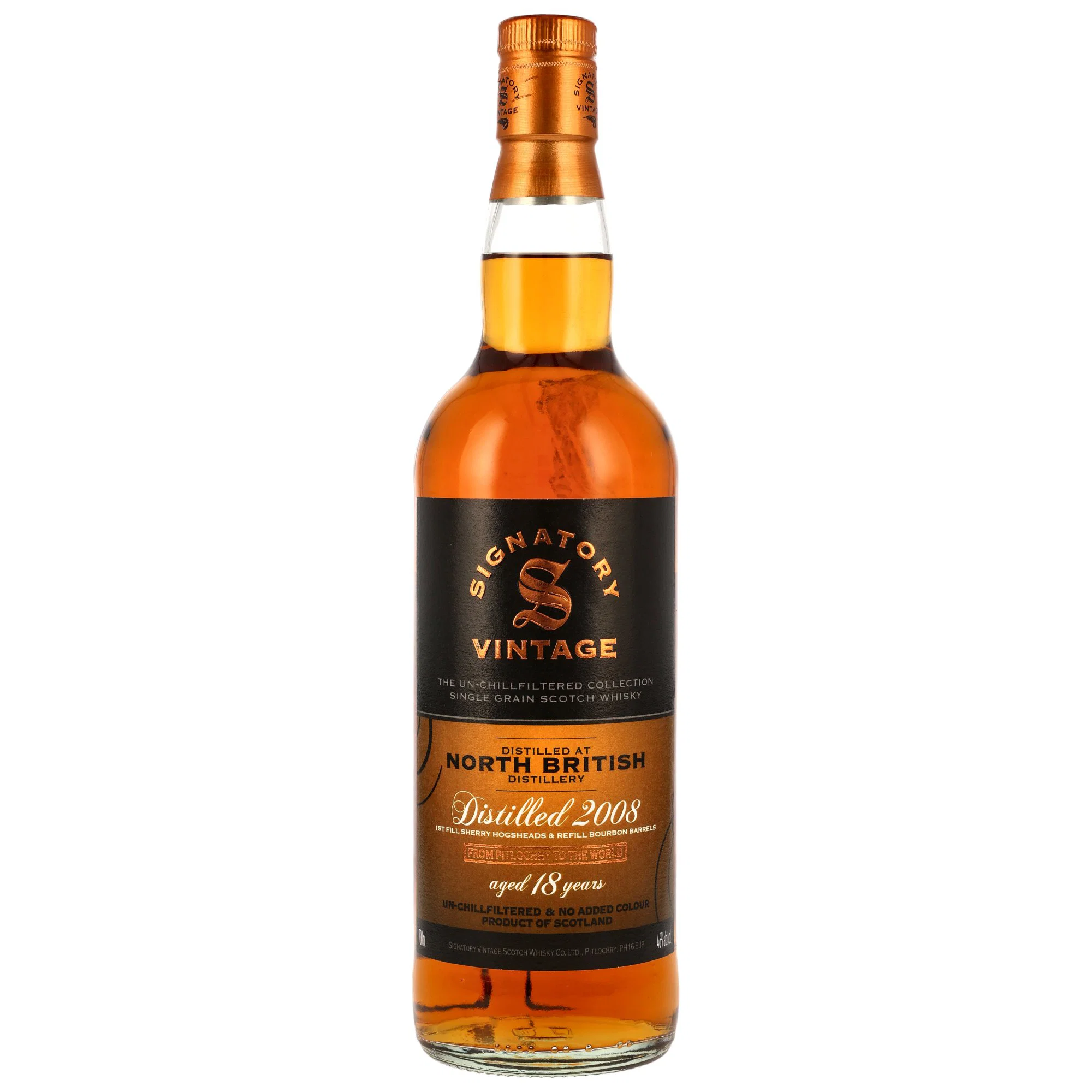 North British 18 Jahre / 2008-26 Signatory Vintage Lowland Single Grain Scotch Whisky / 46% 0,7l