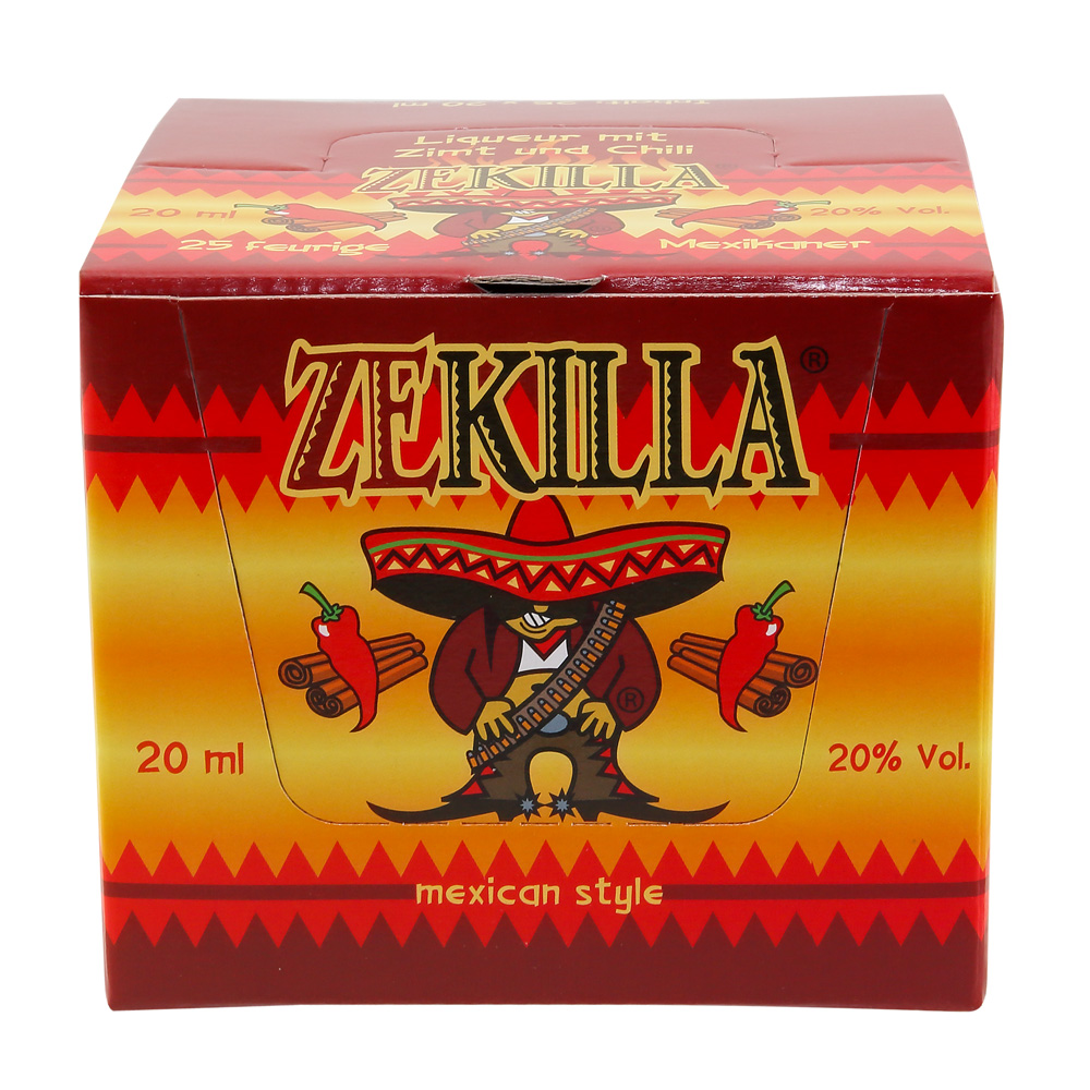 ZEKILLA mexican style / Zimtlikör mit Chili 20% Vol. / Partybox 25x0,02 ltr.