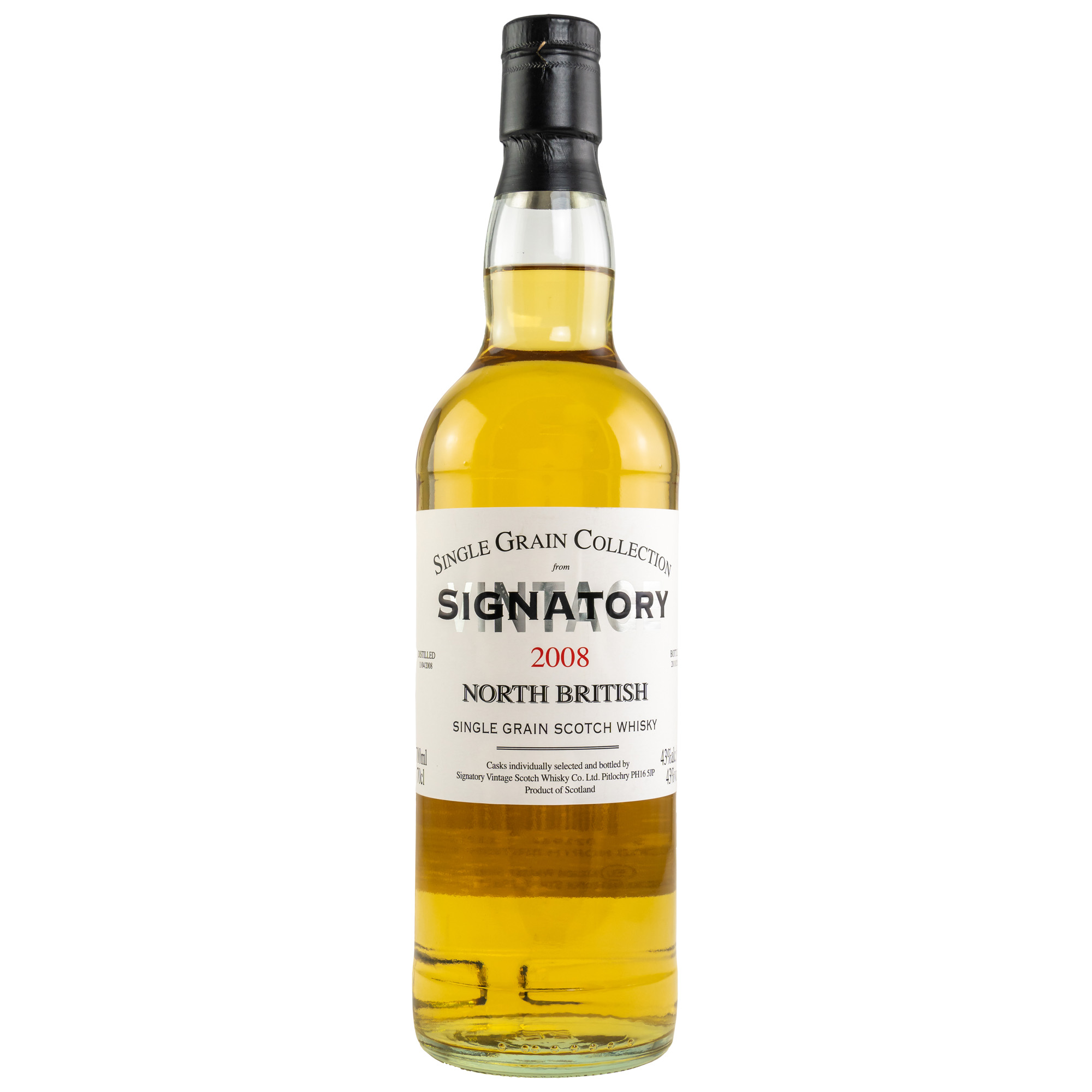North British 13 Jahre (2008-2021) Single Grain Whisky, 43% 0,7 ltr. Signatory Vintage
