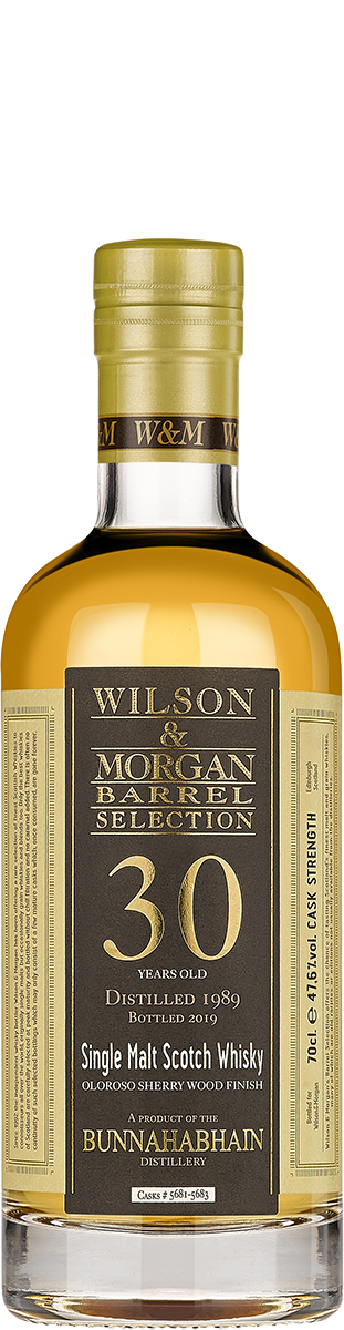 Bunnahabhain - 30 Jahre (1989-19) Sherry Finish 47,6% 0,7 ltr. Single Malt Whisky Wilson Morgan