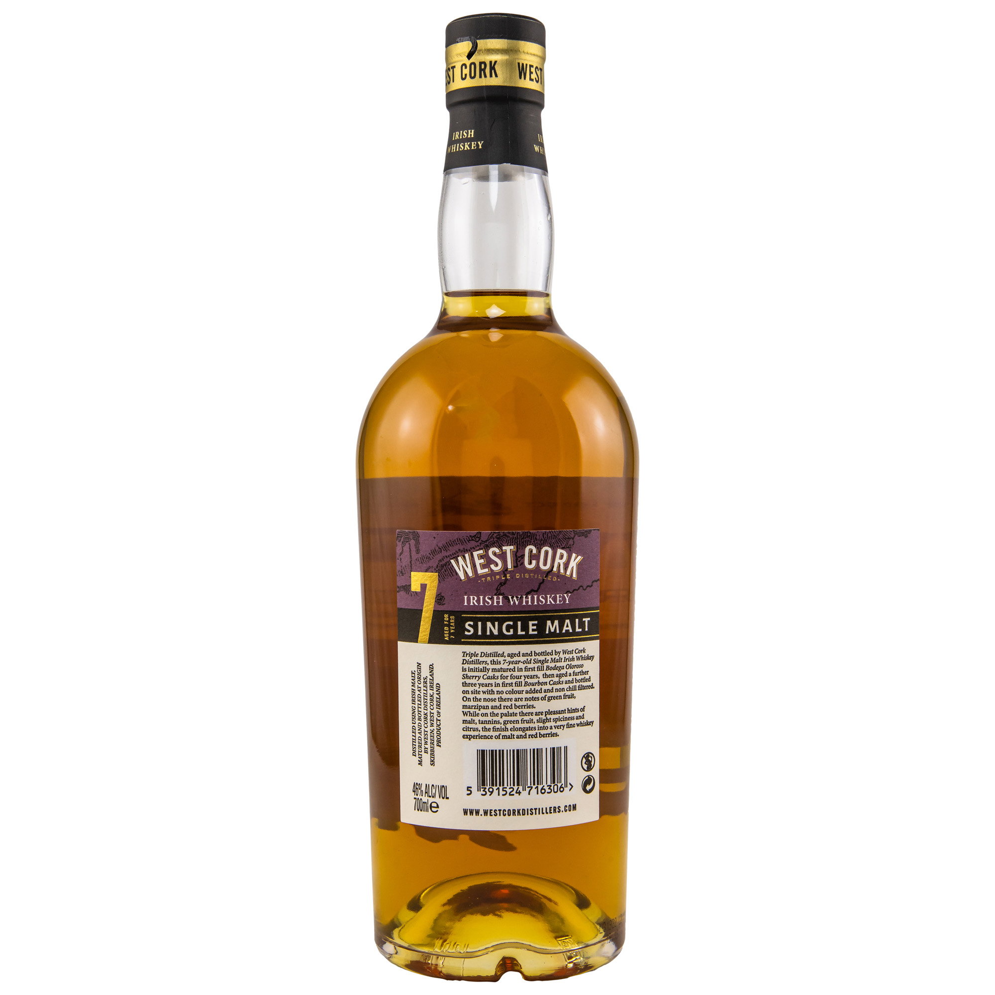 West Cork 7 Jahre Bourbon Cask Finish / Irish Single Malt Whiskey / 46% Vol. 0,7 ltr. 