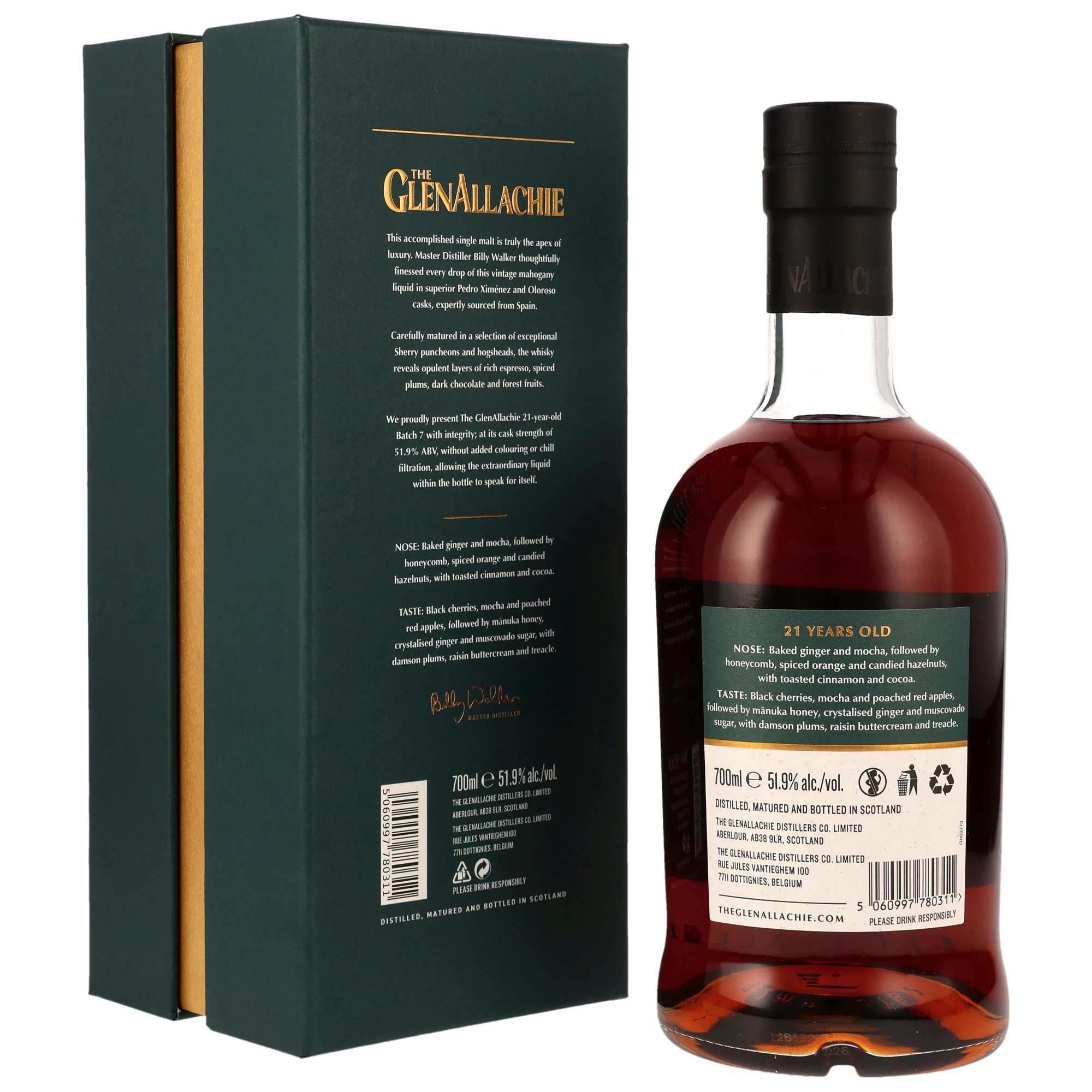 GlenAllachie 21 y.o. / PX Oloroso Sherry Cask / Limited Batch #7 / 51,9% 0,7l