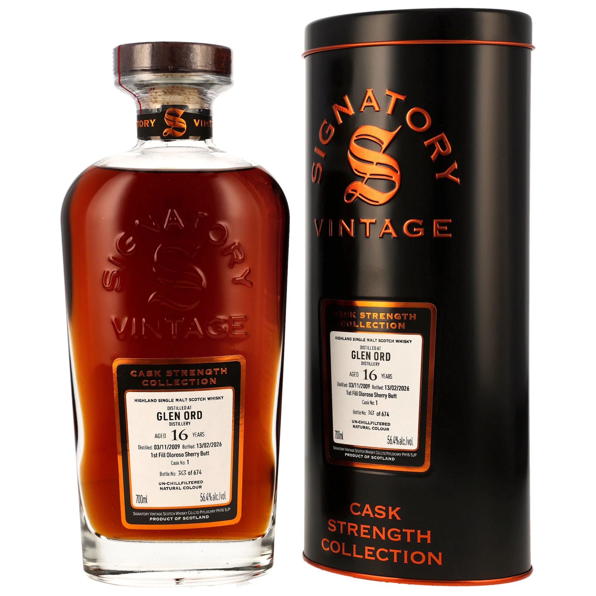 Glen Ord 16 Jahre / 1st Fill Oloroso Sherry Butt #1 / 56,4% 0,7l / Signatory Single Malt Whisky