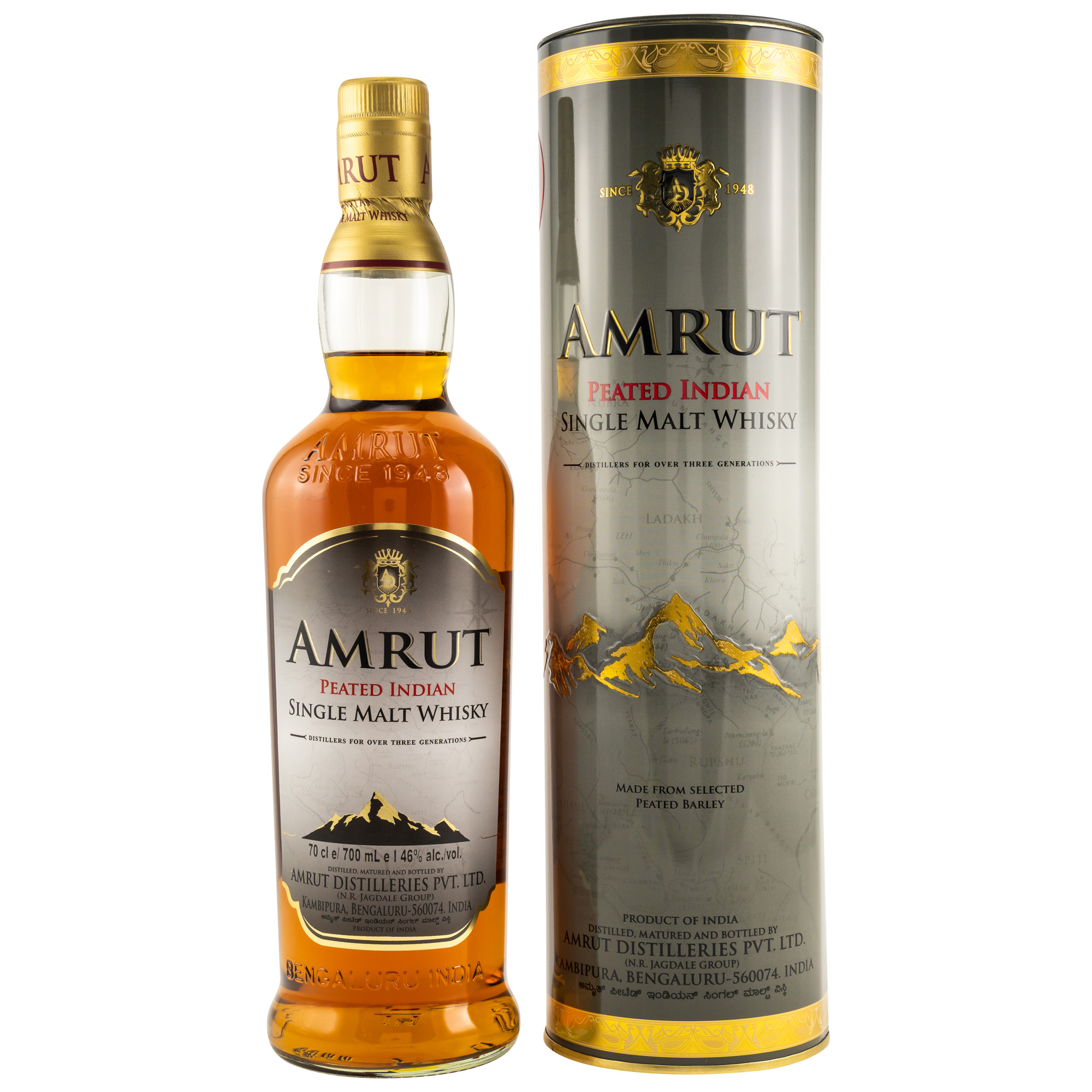 Amrut Peated - Indian Single Malt Whisky / 46% Vol. 0,7 ltr.