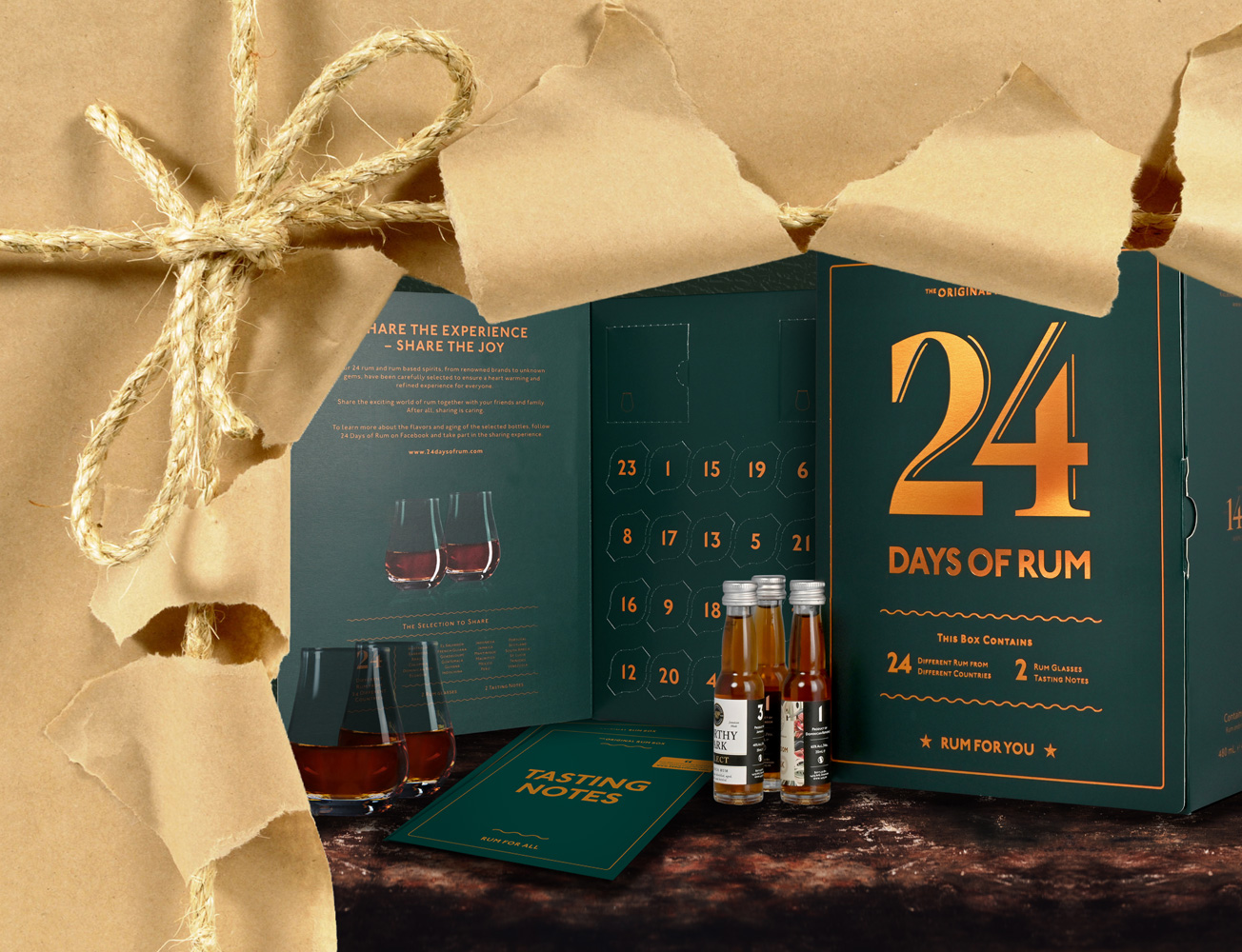 24 Days of Rum Adventskalender +2 Tasting Gläser / 24 x 20 ml. / 38-75% Vol.