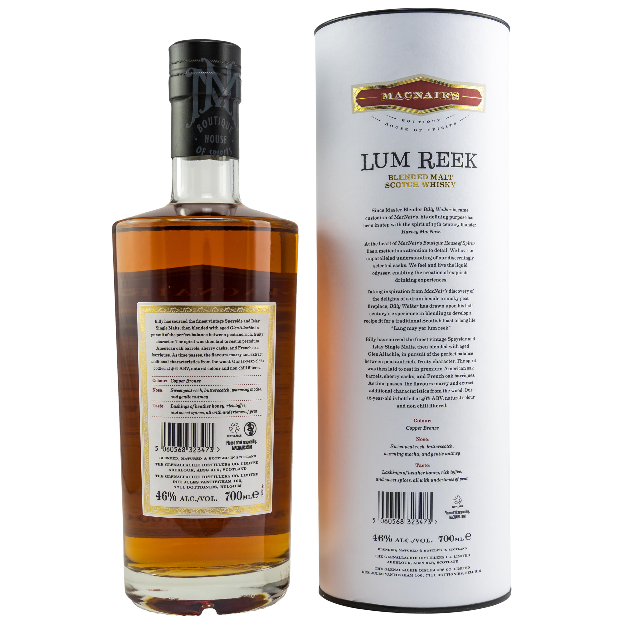 MacNairs Lum Reek / Blended Malt Scotch Whisky 12 Jahre / 46% 0,7 ltr.